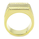 IP Gold(Ion Plating) Stainless Steel Ring with Top Grade Crystal  in Clear