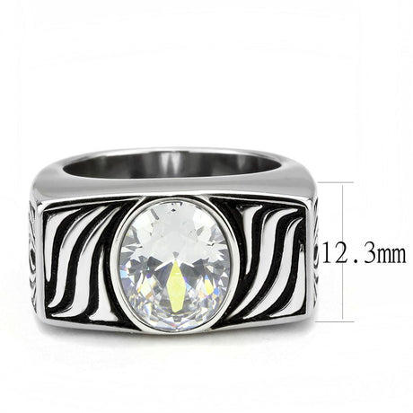 High polished (no plating) Stainless Steel Ring with AAA Grade CZ  in Clear
