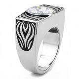 High polished (no plating) Stainless Steel Ring with AAA Grade CZ  in Clear