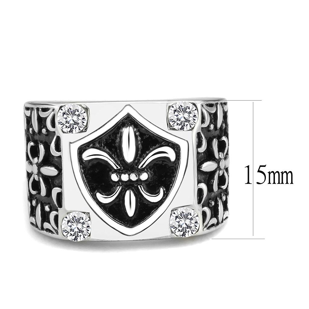 High polished (no plating) Stainless Steel Ring with AAA Grade CZ  in Clear