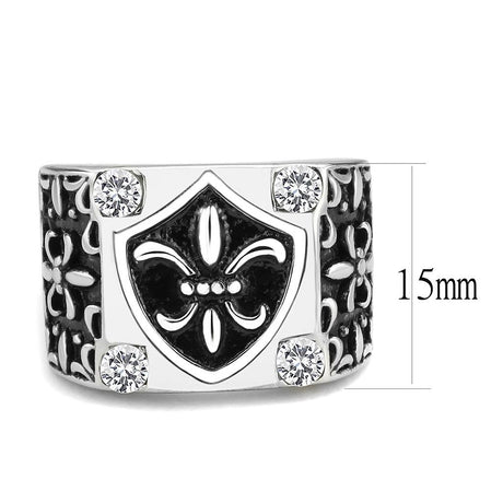 High polished (no plating) Stainless Steel Ring with AAA Grade CZ  in Clear