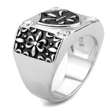 High polished (no plating) Stainless Steel Ring with AAA Grade CZ  in Clear