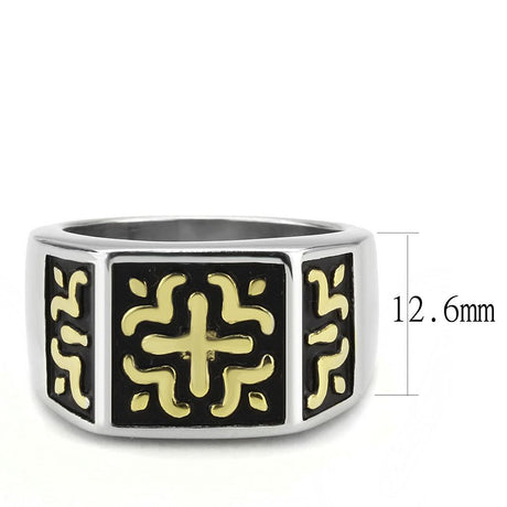 Two-Tone IP Gold (Ion Plating) Stainless Steel Ring with No Stone