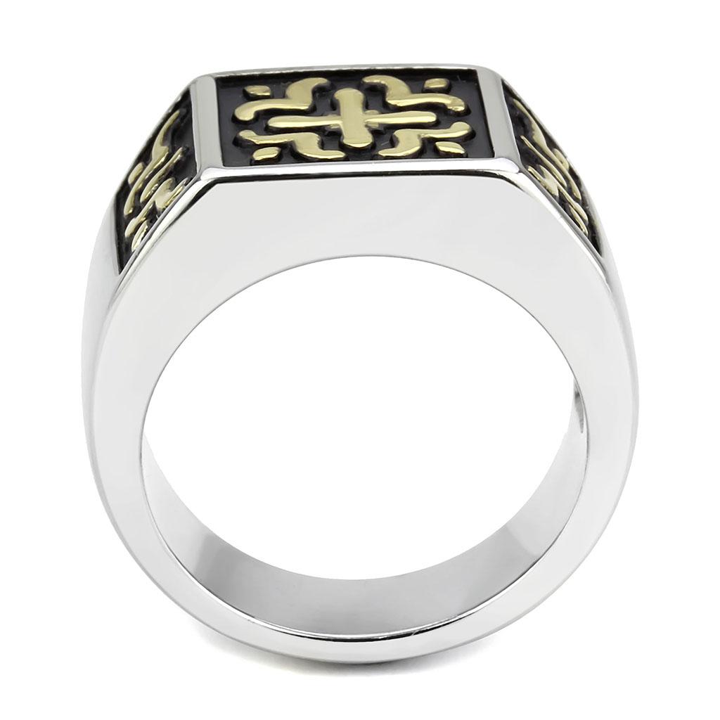 Two-Tone IP Gold (Ion Plating) Stainless Steel Ring with No Stone
