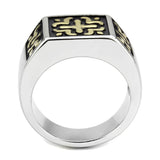 Two-Tone IP Gold (Ion Plating) Stainless Steel Ring with No Stone