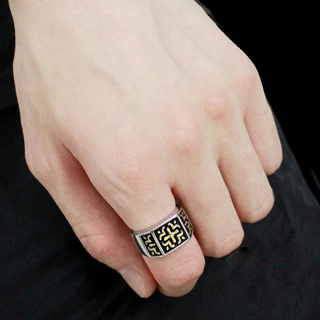 Two-Tone IP Gold (Ion Plating) Stainless Steel Ring with No Stone