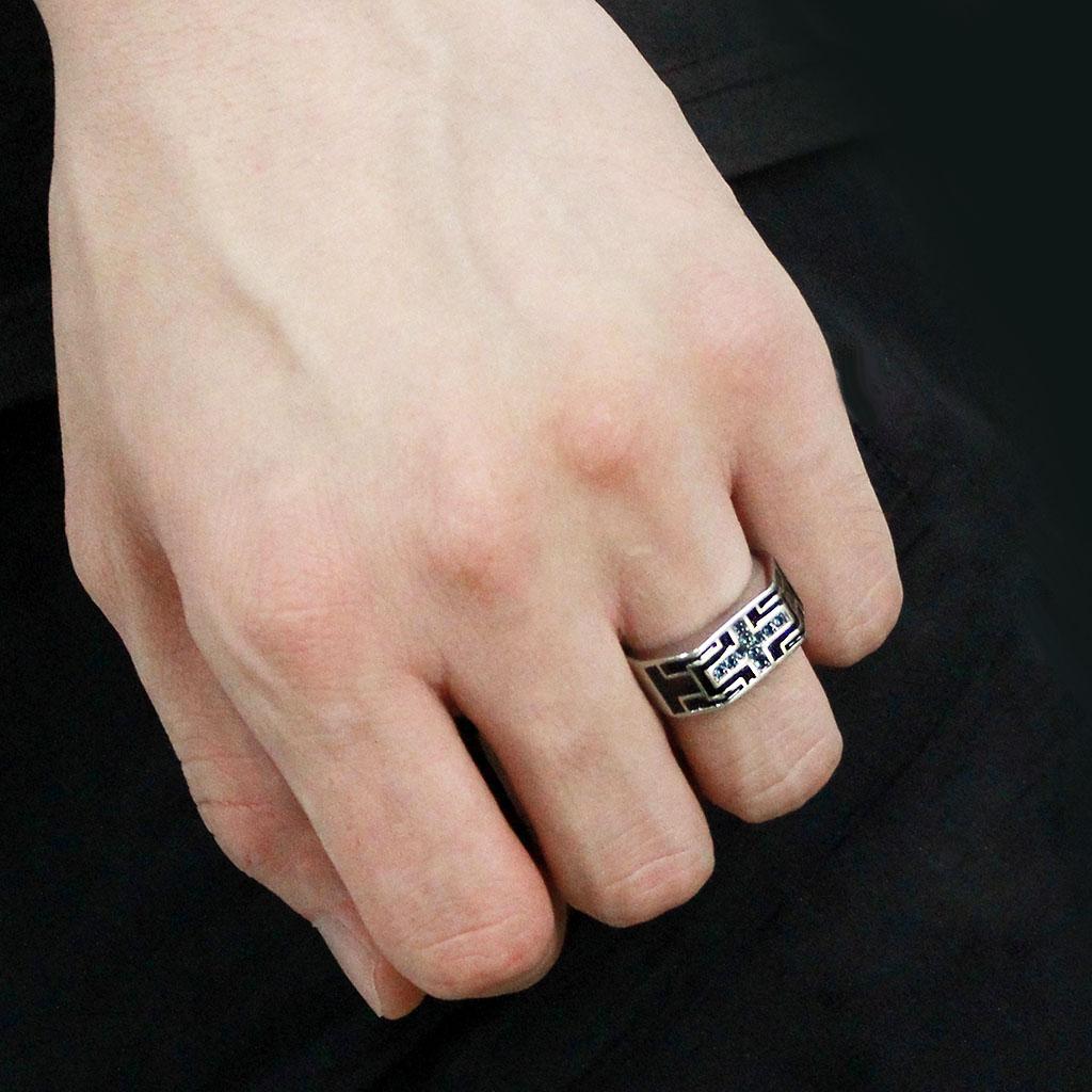 High polished (no plating) Stainless Steel Ring with Top Grade Crystal  in Montana