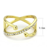 IP Gold(Ion Plating) Stainless Steel Ring with Top Grade Crystal  in Clear