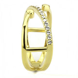 IP Gold(Ion Plating) Stainless Steel Ring with Top Grade Crystal  in Clear