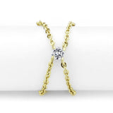 IP Gold(Ion Plating) Stainless Steel Ring with AAA Grade CZ  in Clear