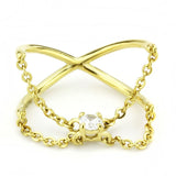 IP Gold(Ion Plating) Stainless Steel Ring with AAA Grade CZ  in Clear