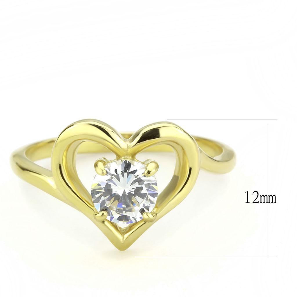 IP Gold(Ion Plating) Stainless Steel Ring with AAA Grade CZ  in Clear