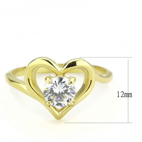IP Gold(Ion Plating) Stainless Steel Ring with AAA Grade CZ  in Clear