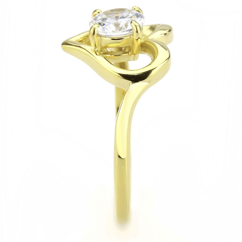 IP Gold(Ion Plating) Stainless Steel Ring with AAA Grade CZ  in Clear