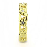IP Gold(Ion Plating) Stainless Steel Ring with Top Grade Crystal  in Clear