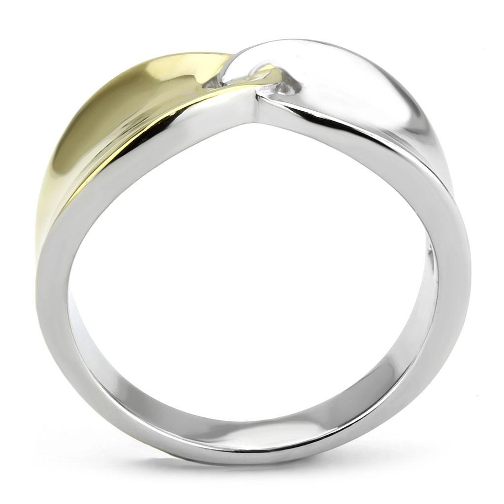 Two-Tone IP Gold (Ion Plating) Stainless Steel Ring with No Stone