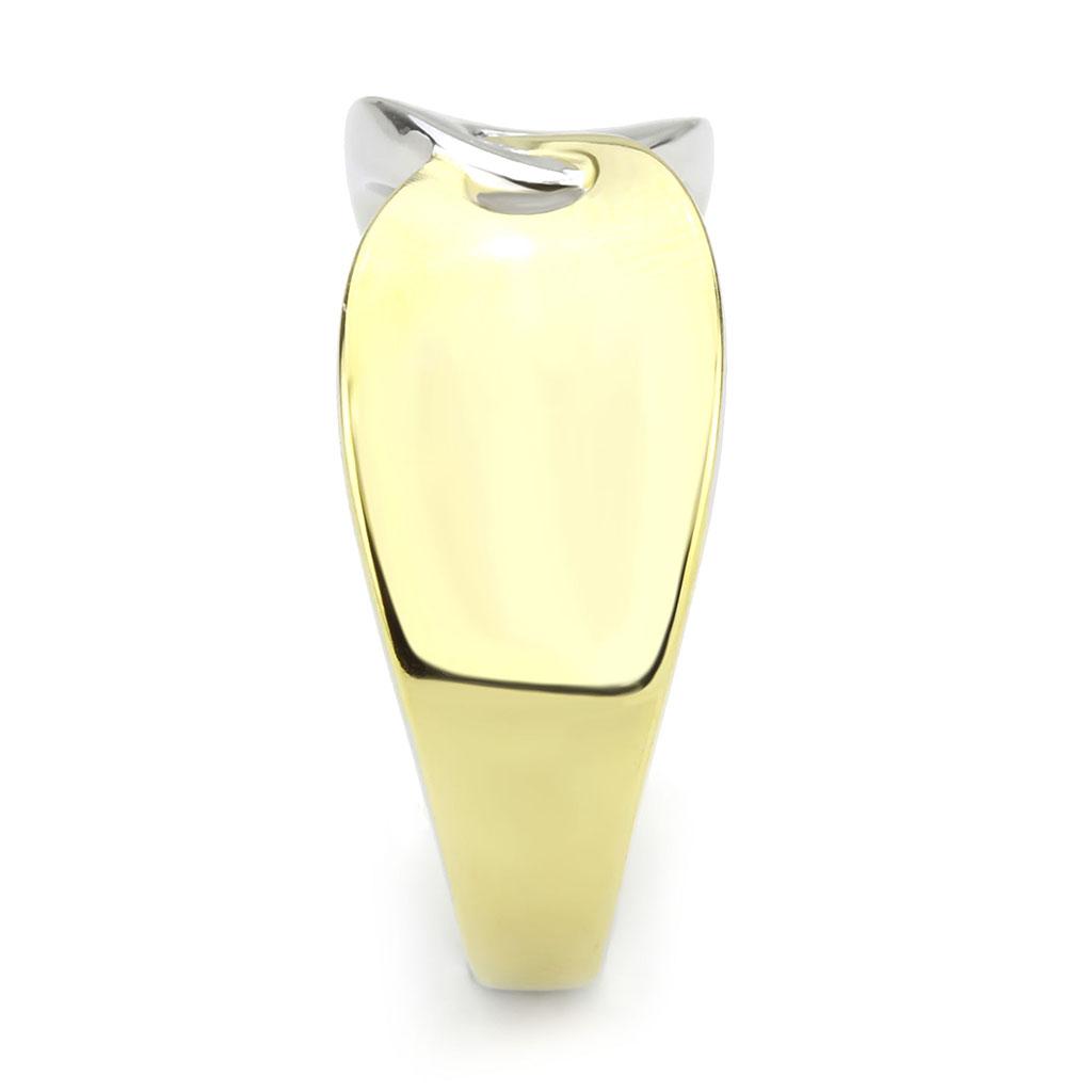Two-Tone IP Gold (Ion Plating) Stainless Steel Ring with No Stone
