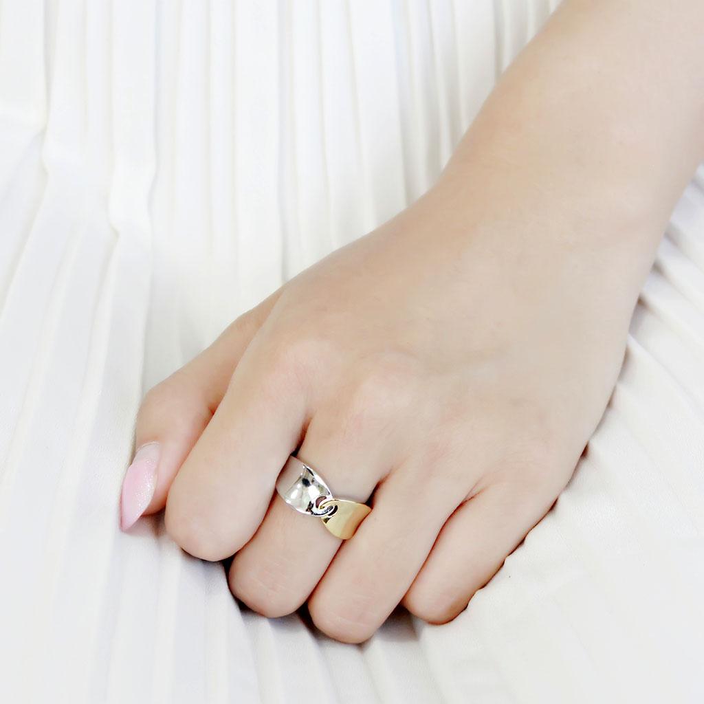 Two-Tone IP Gold (Ion Plating) Stainless Steel Ring with No Stone