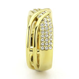 IP Gold(Ion Plating) Stainless Steel Ring with Top Grade Crystal  in Clear