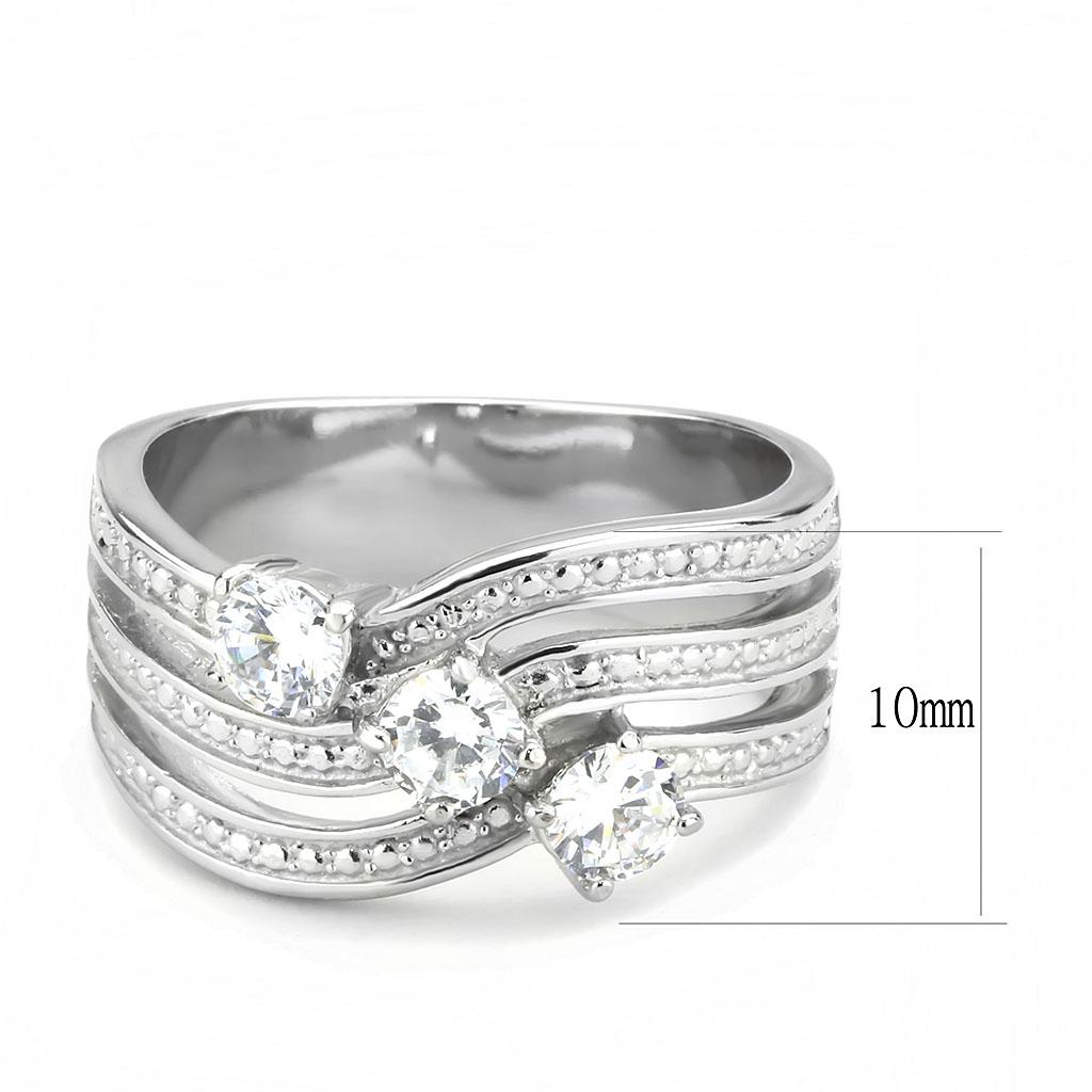 High polished (no plating) Stainless Steel Ring with AAA Grade CZ  in Clear