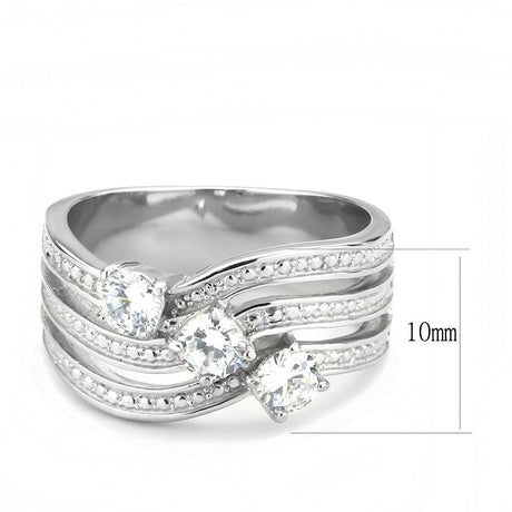 High polished (no plating) Stainless Steel Ring with AAA Grade CZ  in Clear