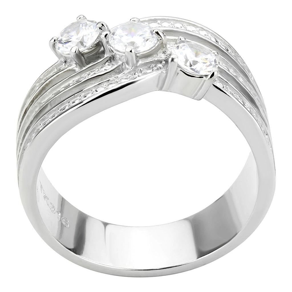 High polished (no plating) Stainless Steel Ring with AAA Grade CZ  in Clear