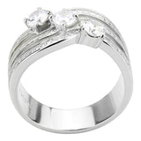 High polished (no plating) Stainless Steel Ring with AAA Grade CZ  in Clear