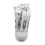 High polished (no plating) Stainless Steel Ring with AAA Grade CZ  in Clear