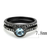 IP Black(Ion Plating) Stainless Steel Ring with Synthetic Synthetic Glass in Sea Blue