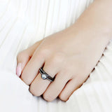 IP Black(Ion Plating) Stainless Steel Ring with Synthetic Synthetic Glass in Sea Blue