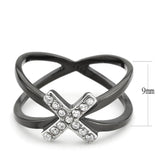 Two-Tone IP Black (Ion Plating) Stainless Steel Ring with AAA Grade CZ  in Clear