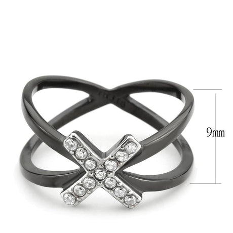 Two-Tone IP Black (Ion Plating) Stainless Steel Ring with AAA Grade CZ  in Clear