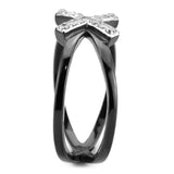 Two-Tone IP Black (Ion Plating) Stainless Steel Ring with AAA Grade CZ  in Clear