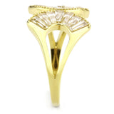IP Gold(Ion Plating) Stainless Steel Ring with AAA Grade CZ  in Clear