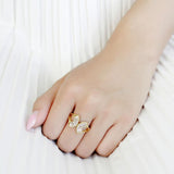 IP Gold(Ion Plating) Stainless Steel Ring with AAA Grade CZ  in Clear