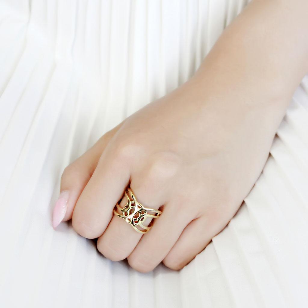 IP Gold(Ion Plating) Stainless Steel Ring with No Stone