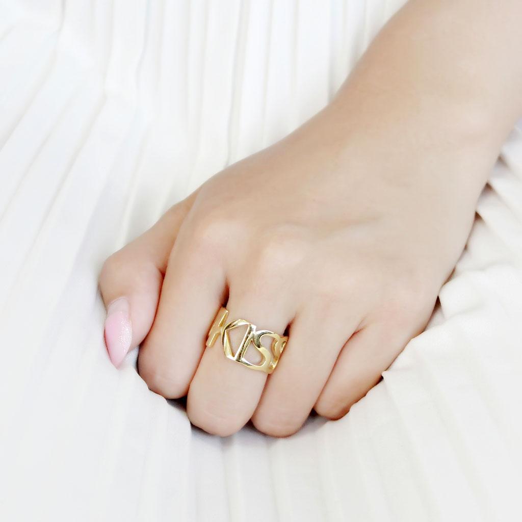 IP Gold(Ion Plating) Stainless Steel Ring with No Stone