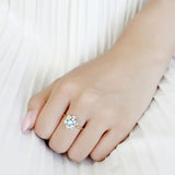 IP Gold(Ion Plating) Stainless Steel Ring with Synthetic Synthetic Glass in Sea Blue
