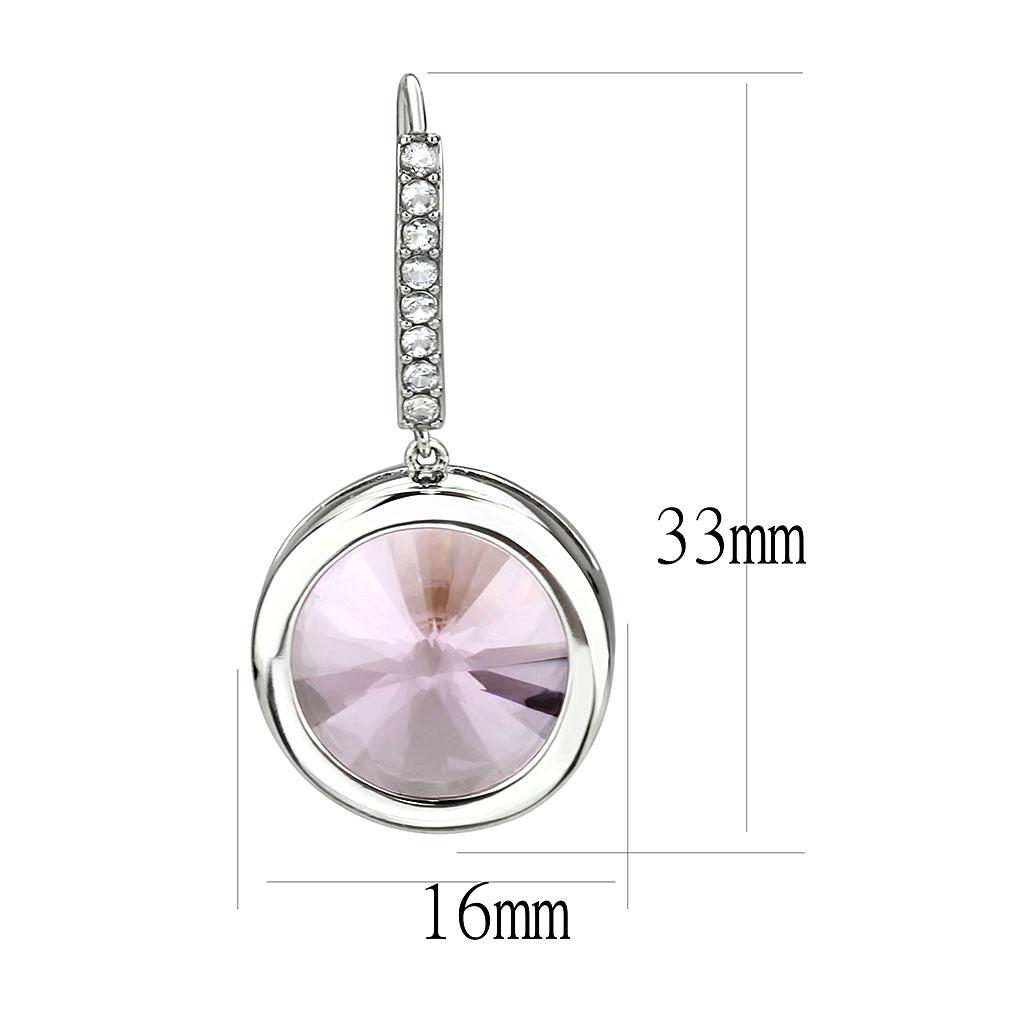 High polished (no plating) Stainless Steel Earrings with Top Grade Crystal  in Light Rose