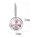 High polished (no plating) Stainless Steel Earrings with Top Grade Crystal  in Light Rose