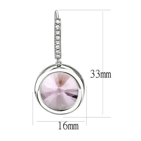 High polished (no plating) Stainless Steel Earrings with Top Grade Crystal  in Light Rose
