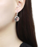 High polished (no plating) Stainless Steel Earrings with Top Grade Crystal  in Light Rose