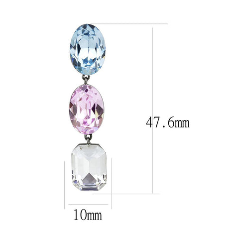 High polished (no plating) Stainless Steel Earrings with Top Grade Crystal  in Multi Color