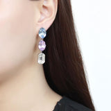 High polished (no plating) Stainless Steel Earrings with Top Grade Crystal  in Multi Color