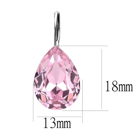 High polished (no plating) Stainless Steel Earrings with Top Grade Crystal  in Light Rose