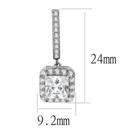 High polished (no plating) Stainless Steel Earrings with AAA Grade CZ  in Clear