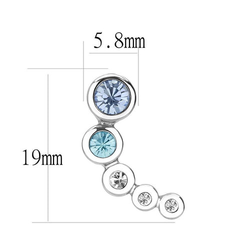 High polished (no plating) Stainless Steel Earrings with Top Grade Crystal  in Light Sapphire