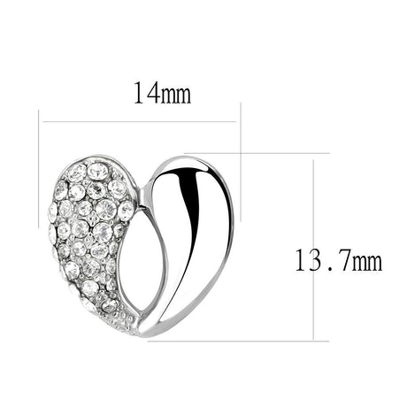 High polished (no plating) Stainless Steel Earrings with Top Grade Crystal  in Clear