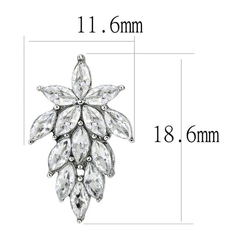 High polished (no plating) Stainless Steel Earrings with AAA Grade CZ  in Clear