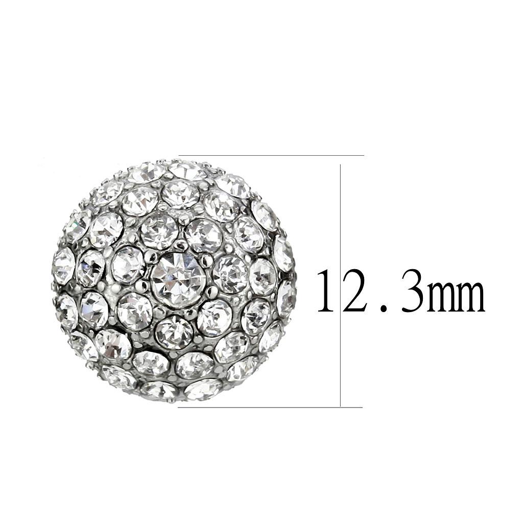 High polished (no plating) Stainless Steel Earrings with Top Grade Crystal  in Clear